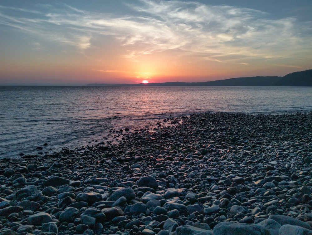 View from the harbour in Clovelly seaview and morning sunrise