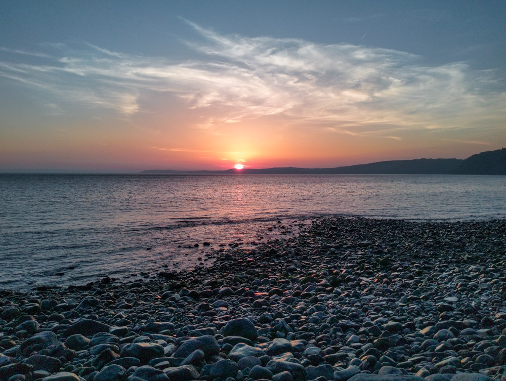 View from the harbour in Clovelly seaview and morning sunrise