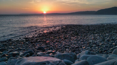 View from the harbour in Clovelly seaview and morning sunrise