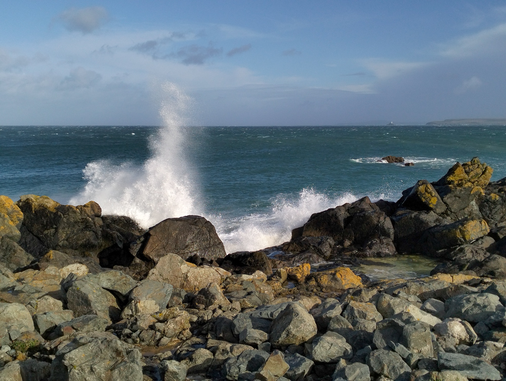 Waves crushing on the rocks St. Ives Cornwall